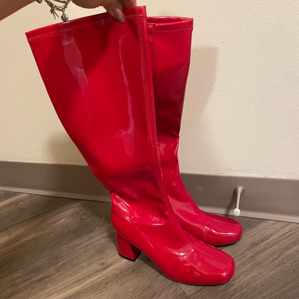 Red heeled boots